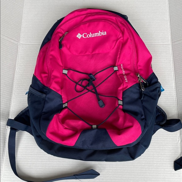 Columbia Fuchsia and Dark Blue Women's Backpack 18x12 - Picture 1 of 8